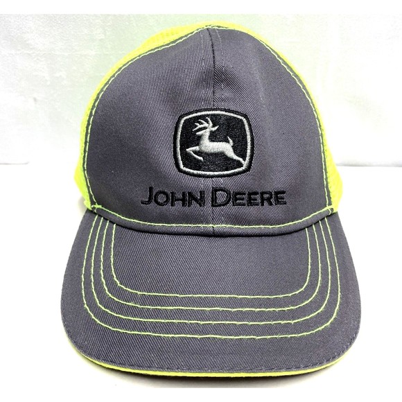John Deere Toddler Gray Florescent Green Mesh Farmer SnapBack  Adjustable Hat - Picture 1 of 8